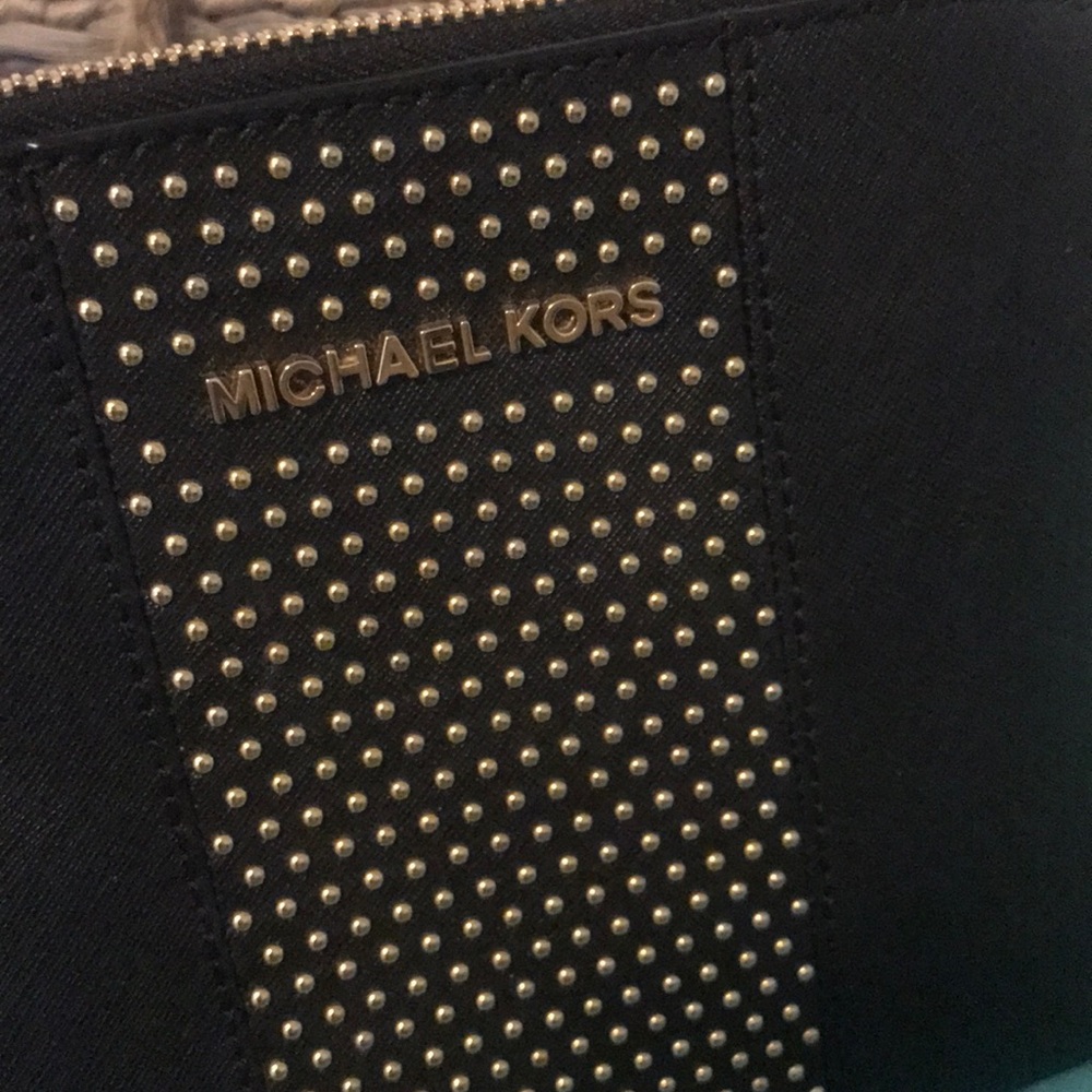 Black Michael Kors purse with gold studs - Picture 2 of 4
